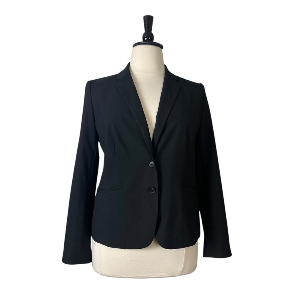 Ann Taylor Black Blazer Jacket Notch Lapel 2 Button Pockets Women’s Size 14
